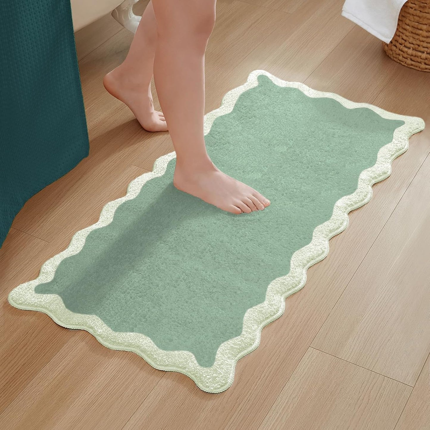 MONDAY MOOSE Bath Mat with Scalloped Wavy Ripple Design