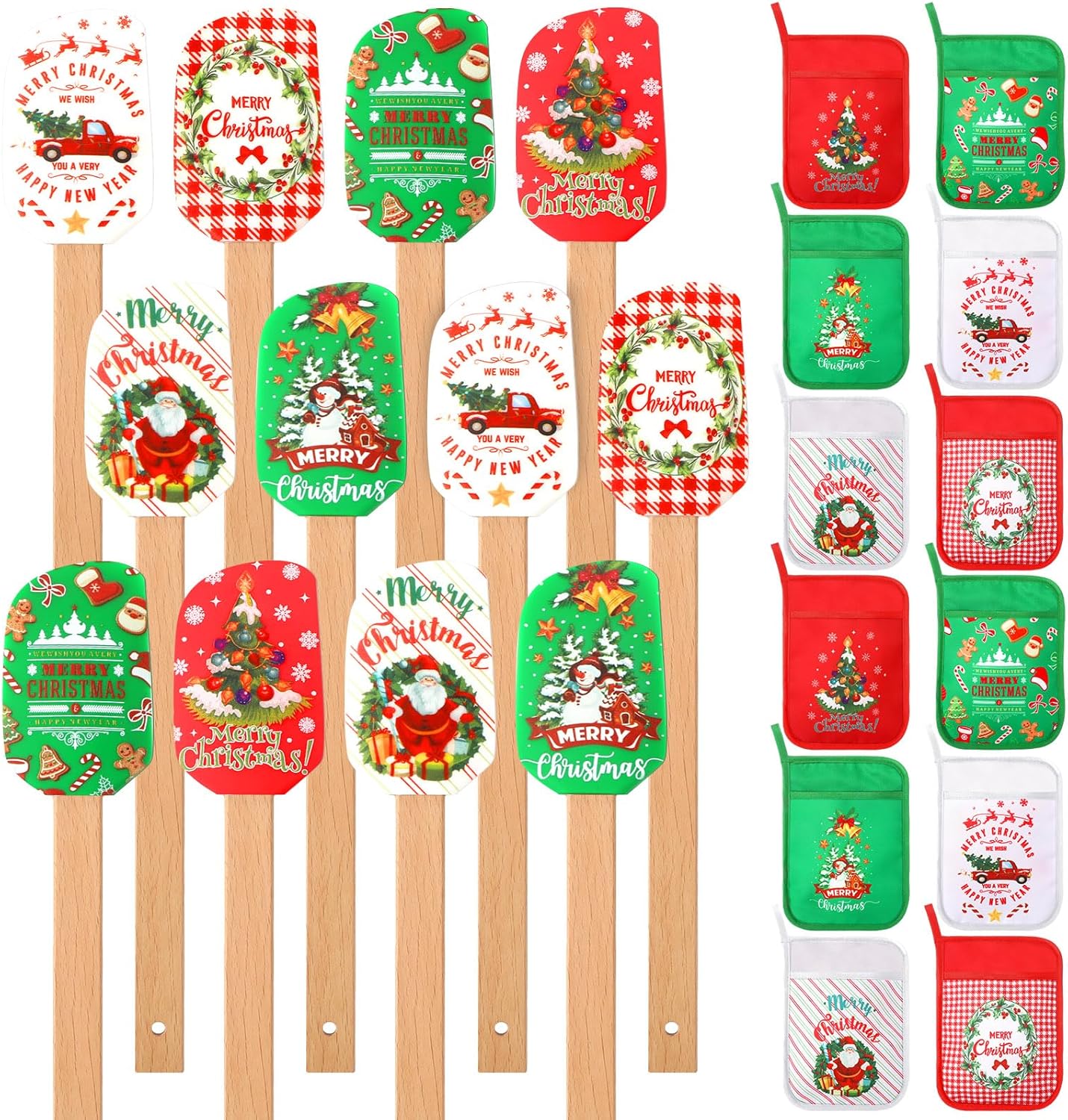 24 Pcs Christmas Silicone Spatulas and Pot Holders Set
