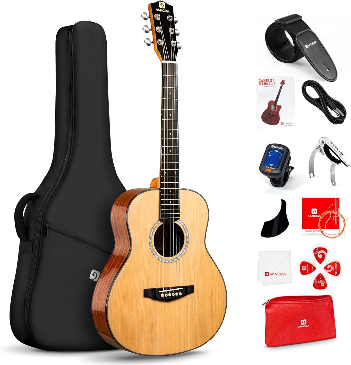 Vangoa 3/4 Steel-String Acoustic Guitar Bundle for Beginners