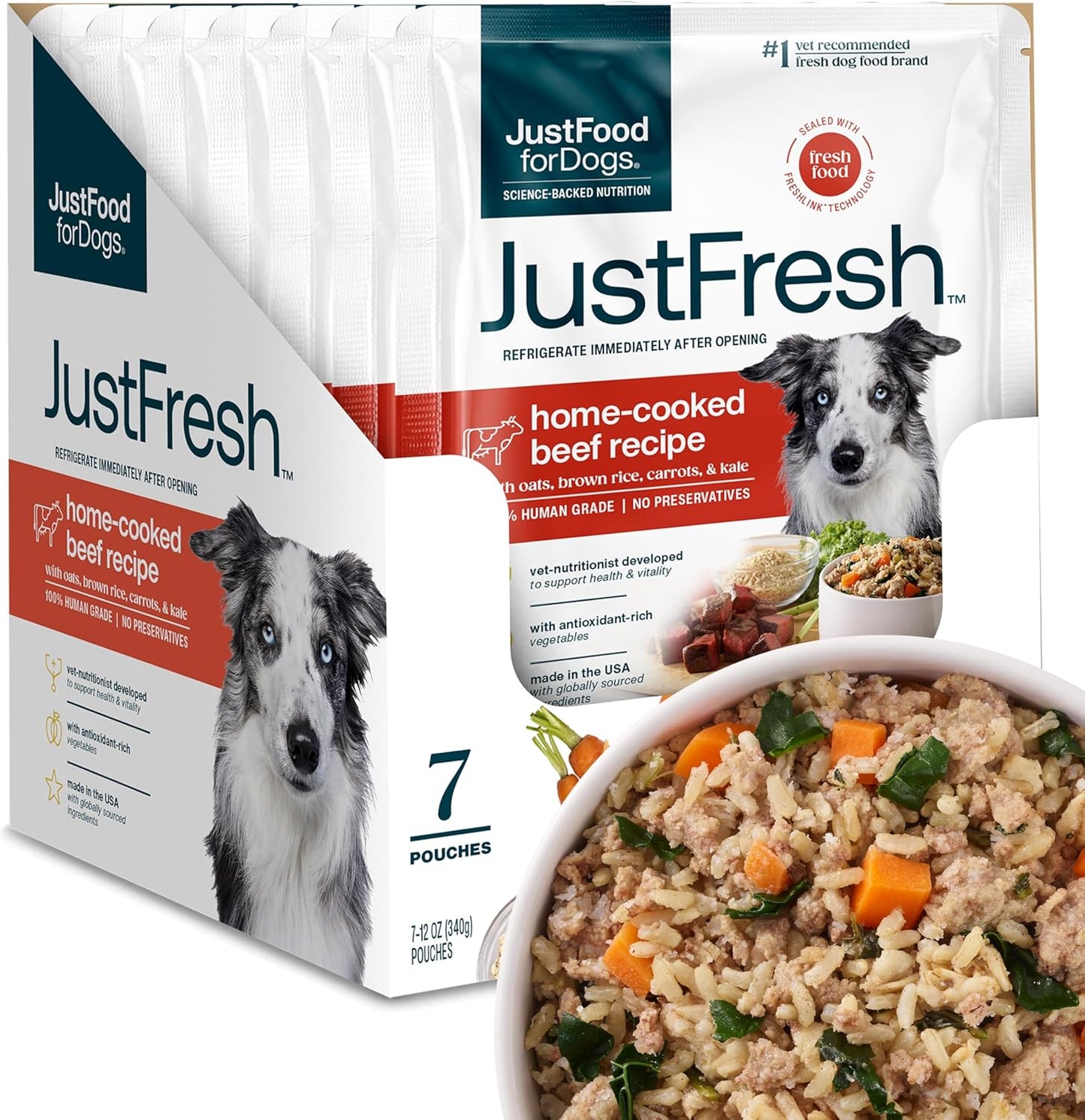 JustFresh Home-Cooked Beef Dog Food for Healthy Dogs