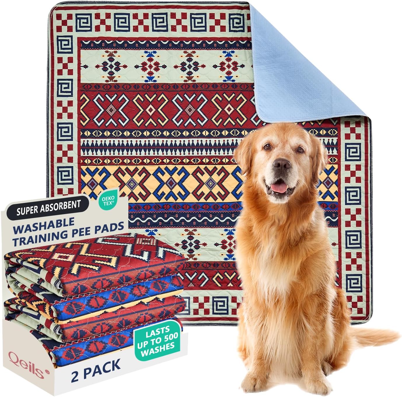 Qeils Washable Pee Pads for Dogs - Super Absorbent & Leakproof