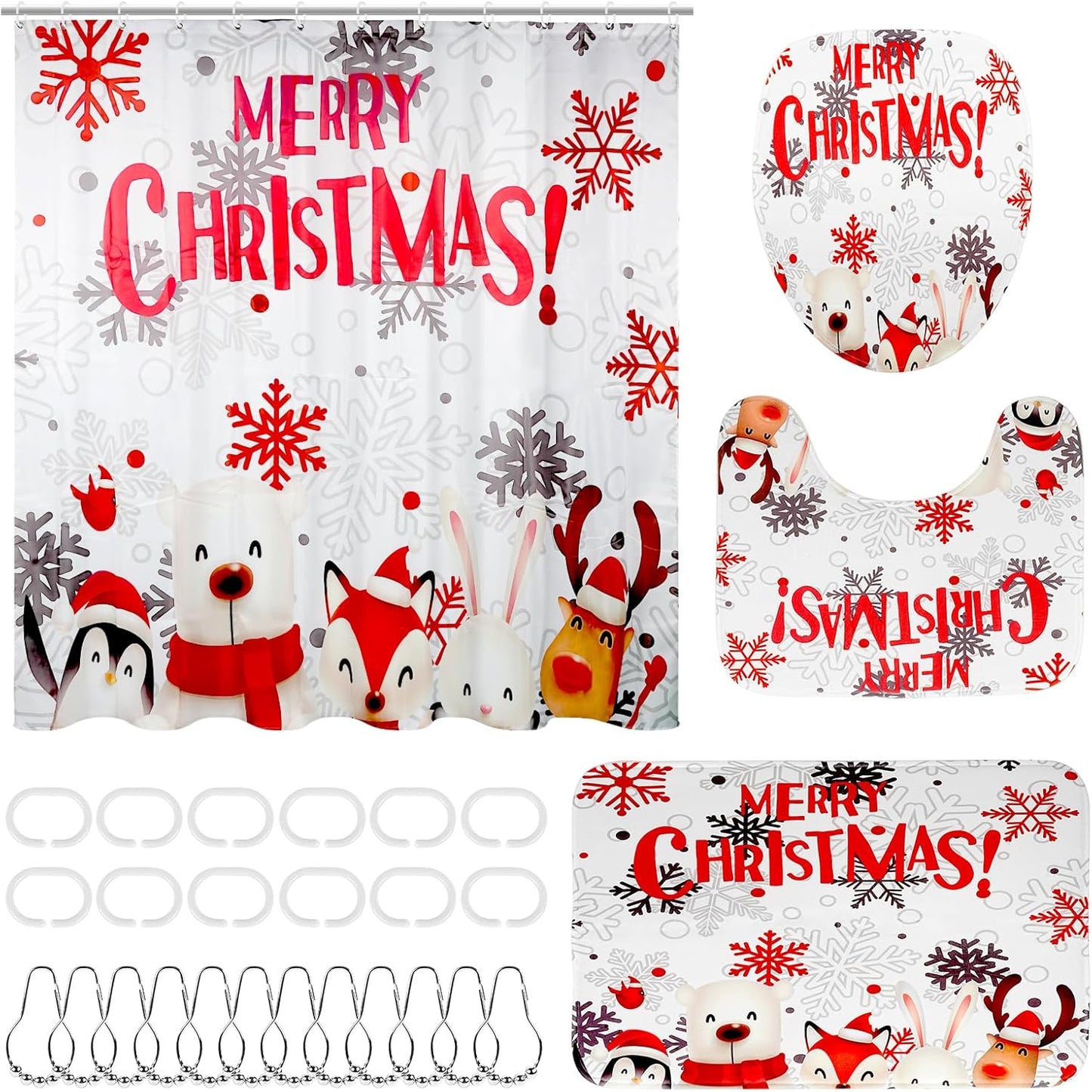 Complete Christmas Bathroom Set - Non-Slip, Festive Decor