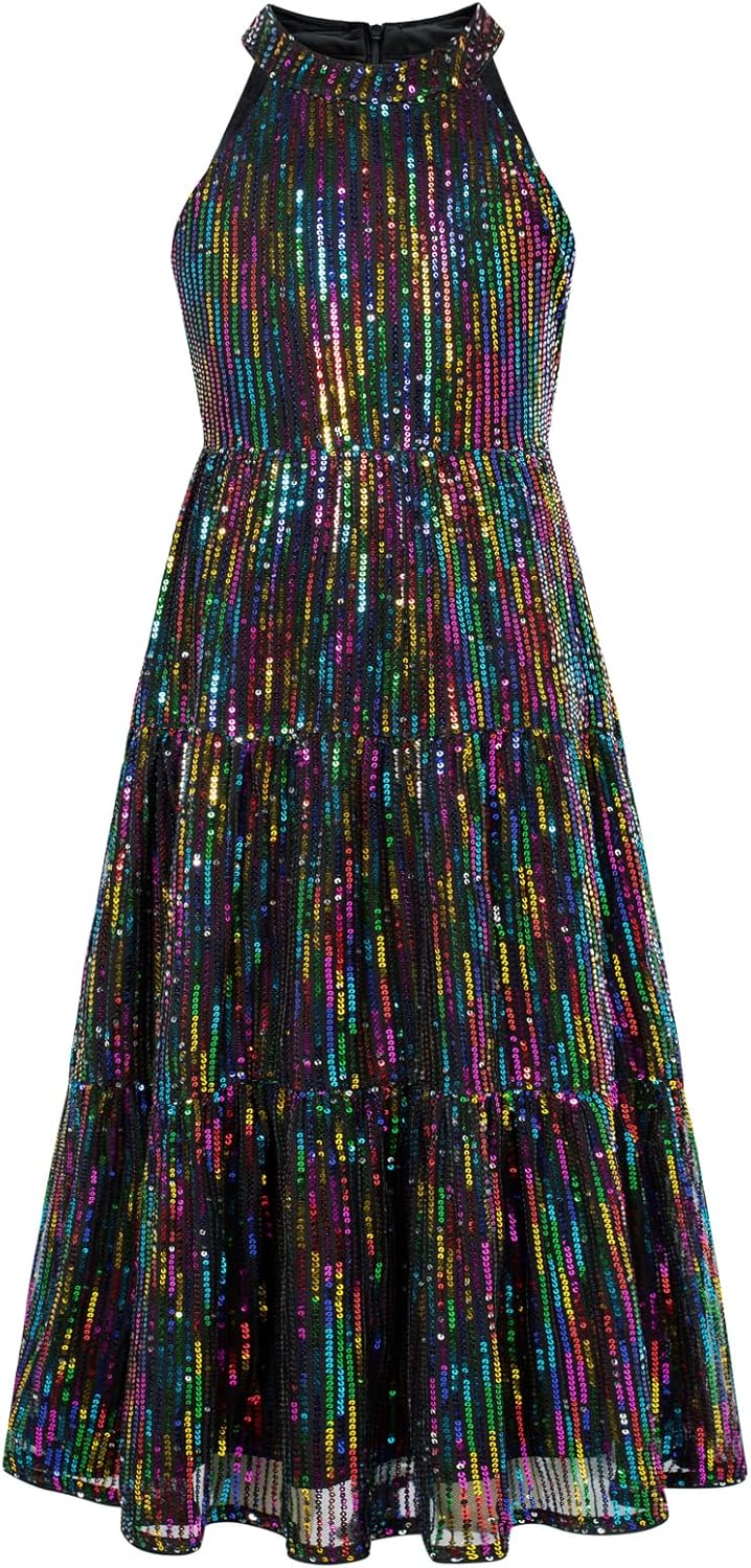 Elegant Girls Sequin Maxi Dress for Parties and Special Occasions