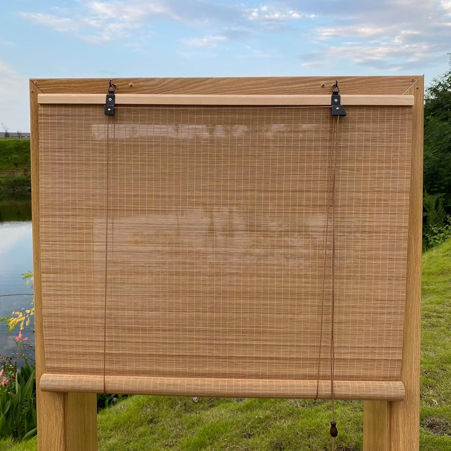 XIUXIU Bamboo Roller Shades for Light Filtering Indoor Outdoor Use