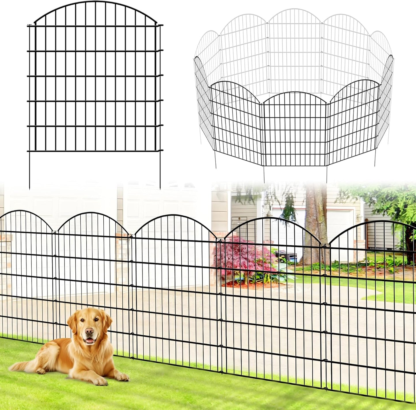 Metal Garden Fence 32 inch H x 28 inch W for Dog and Yard