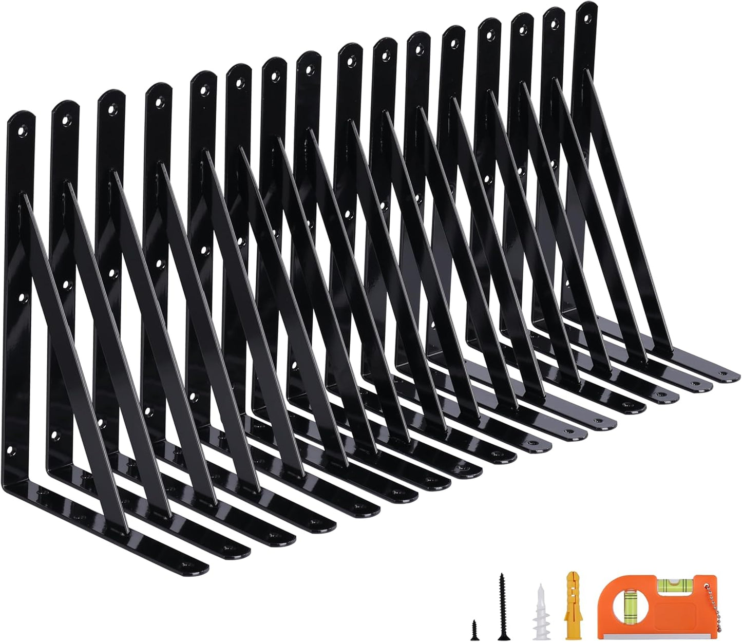16-Pack 8 Inch Heavy Duty Shelf Brackets for Floating Shelves