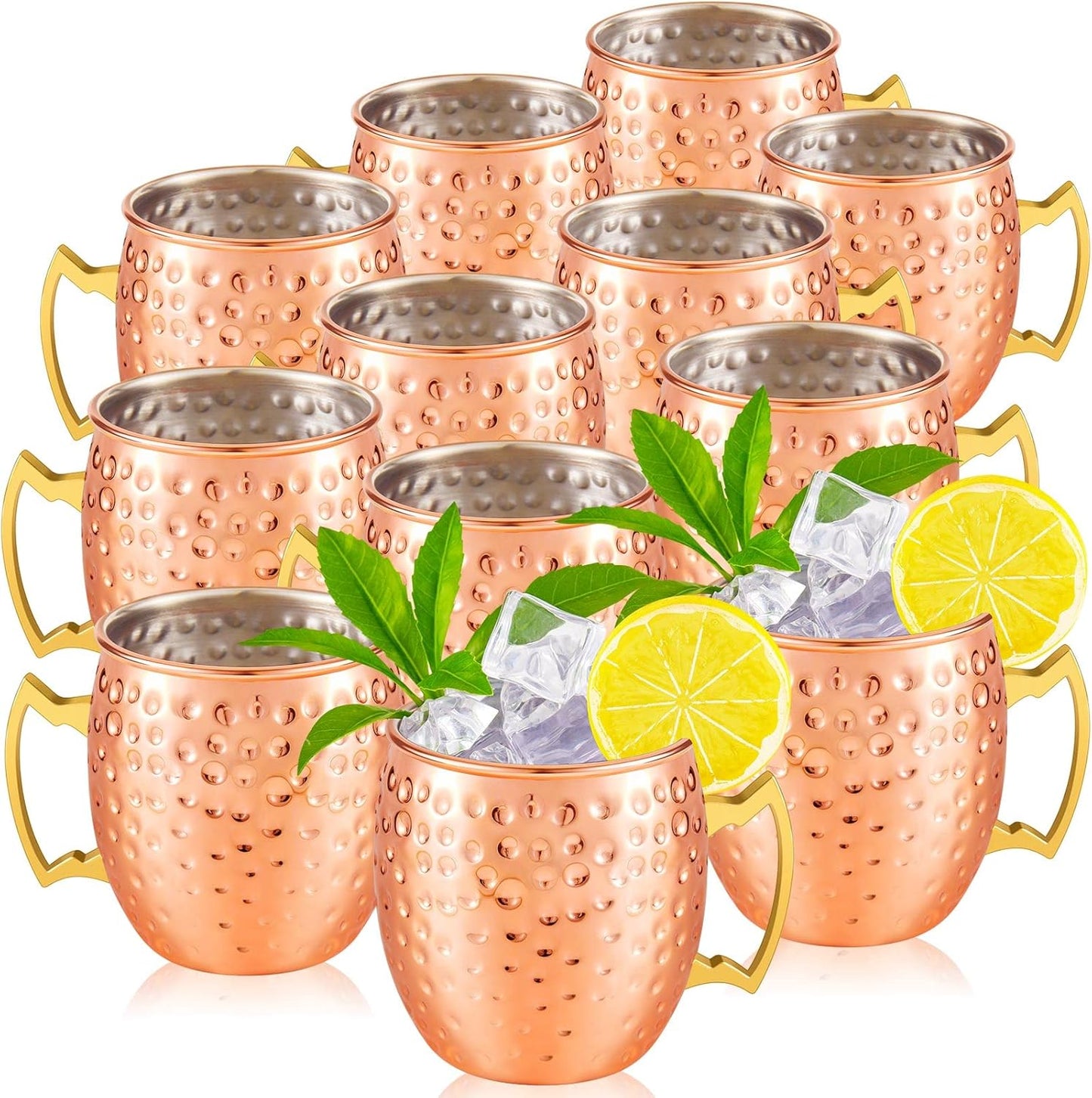 Tessco 12 Pcs Moscow Mule Mugs Set for Icy Cold Drinks