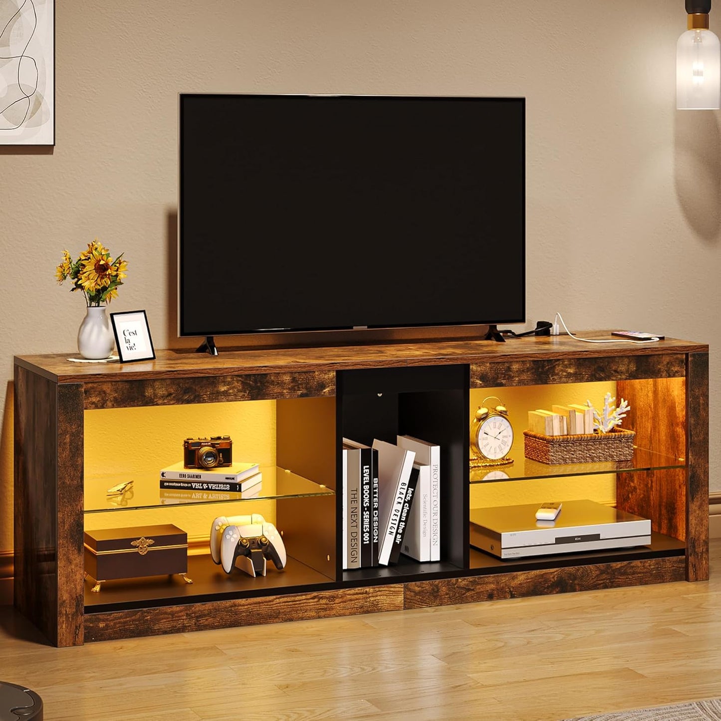 Modern LED TV Stand for Gaming & Storage