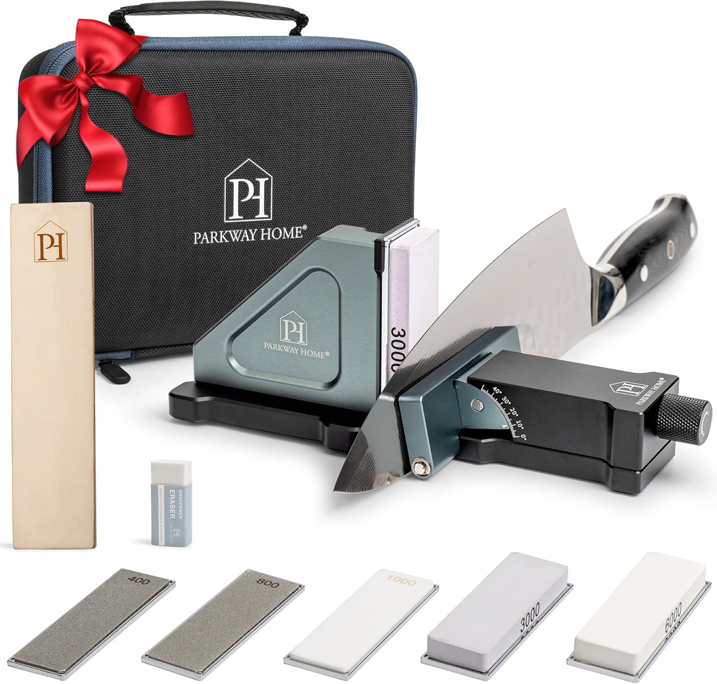 Adjustable Rolling Knife Sharpener Kit with Travel Case and Whetstones