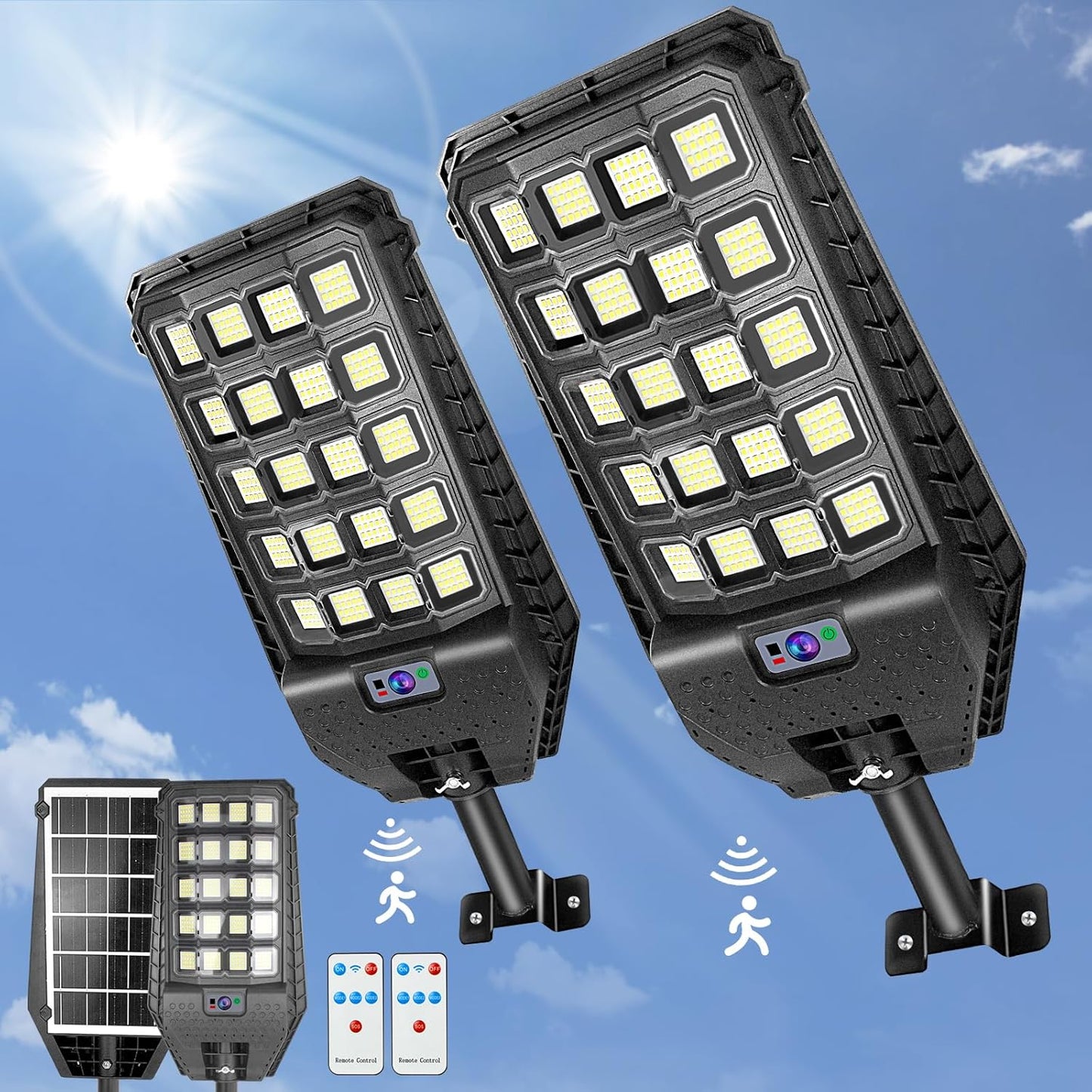 2 Pack Solar Motion Lights Outdoor for Security and Illumination