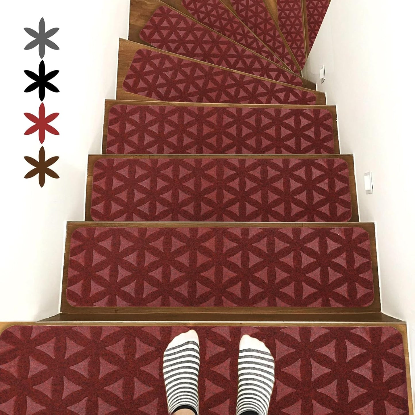 RIOLAND Non-Slip Carpet Stair Treads for Safe Indoor Steps