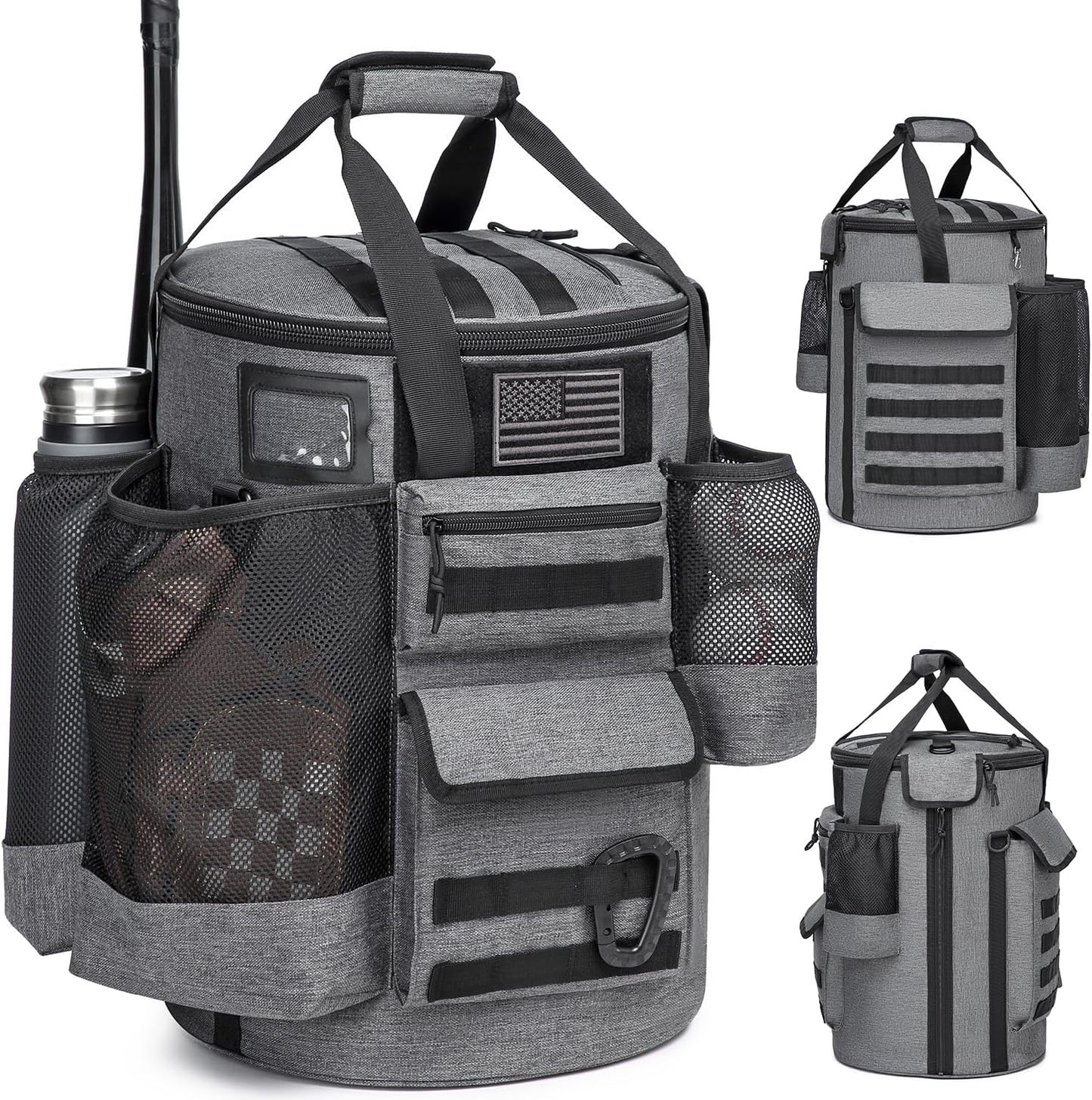 Baseball Bucket Bag with Multiple Pockets for Coaches Gear