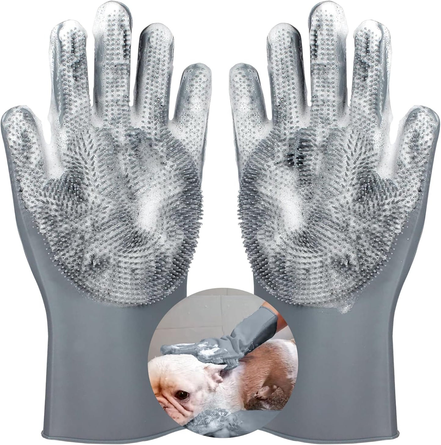 SUKETIL Pet Grooming Gloves - Efficient Dog Bathing & Massage