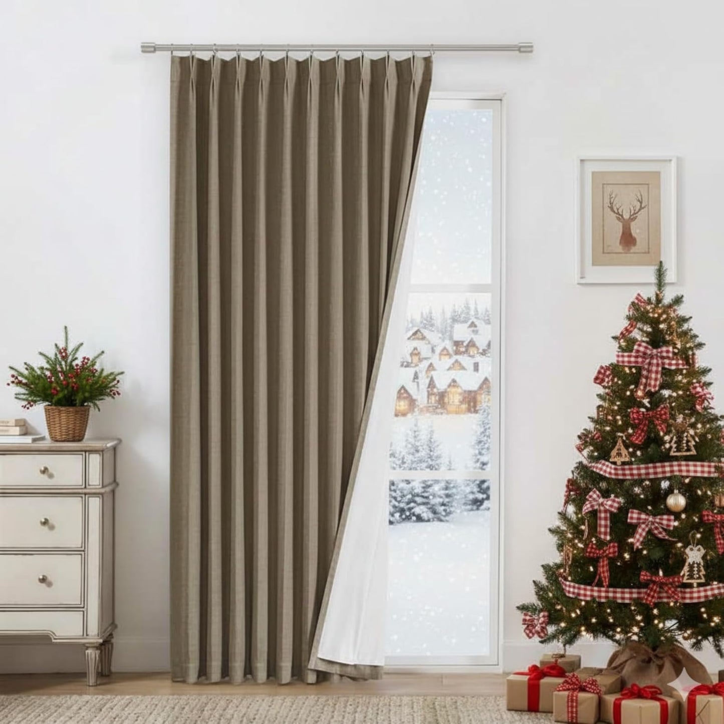 Brown Pinch Pleated Full Blackout Curtains for Modern Homes