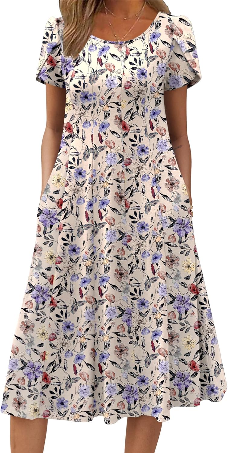 Zeagoo Womens Casual Dresses Flare Midi Dress for Summer