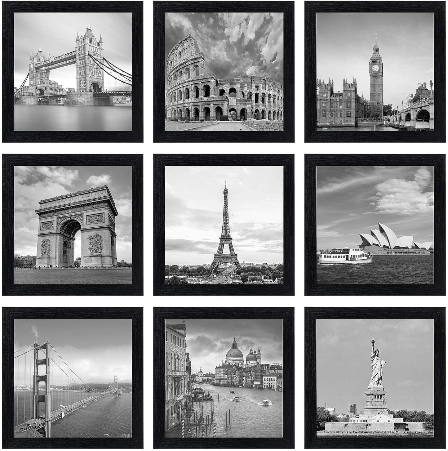 eletecpro 8x8 Picture Frames Set of 9 for Stunning Wall Decor