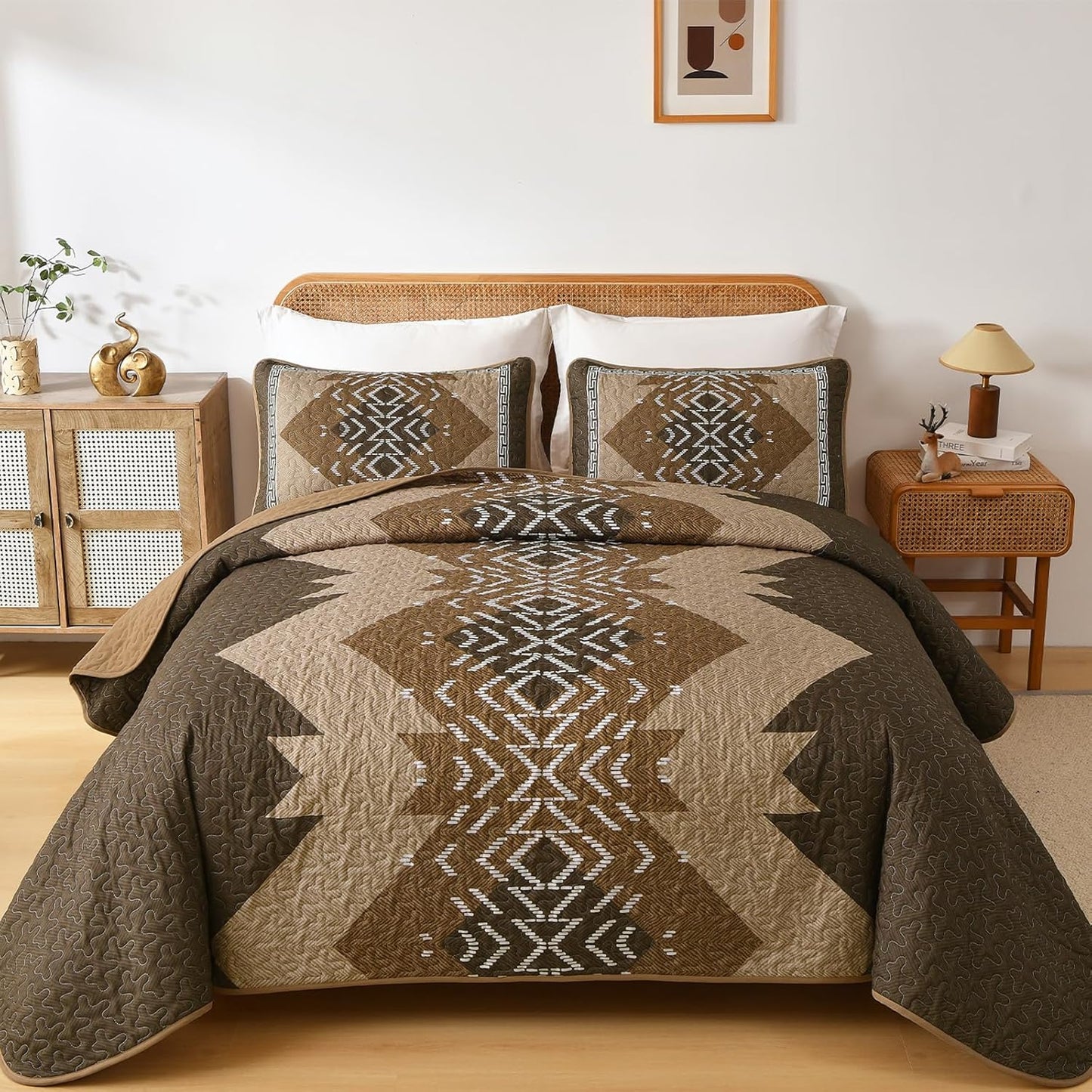 Dintszyayue Brown Quilt Set Queen Size for Stylish Bedrooms