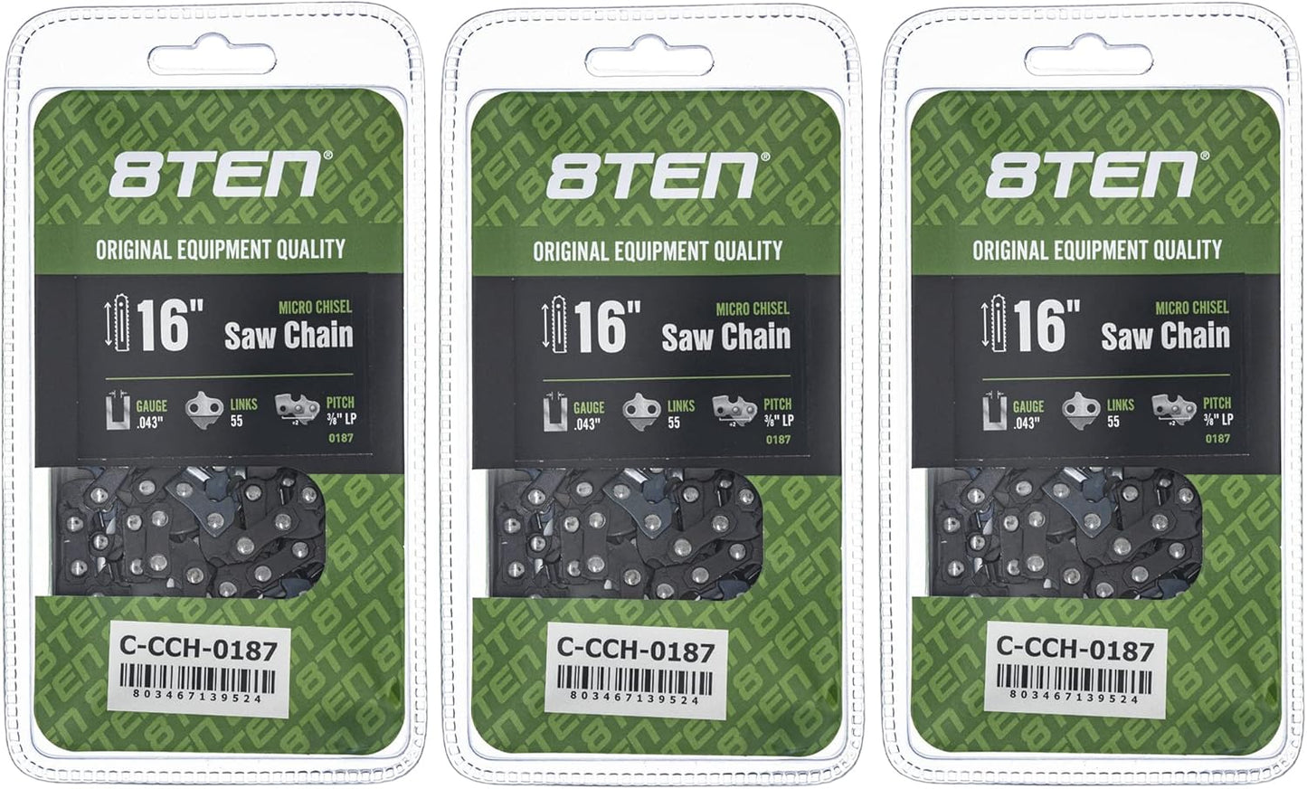 8TEN Micro Chisel Chainsaw Chain 16 Inch for Stihl and Husqvarna