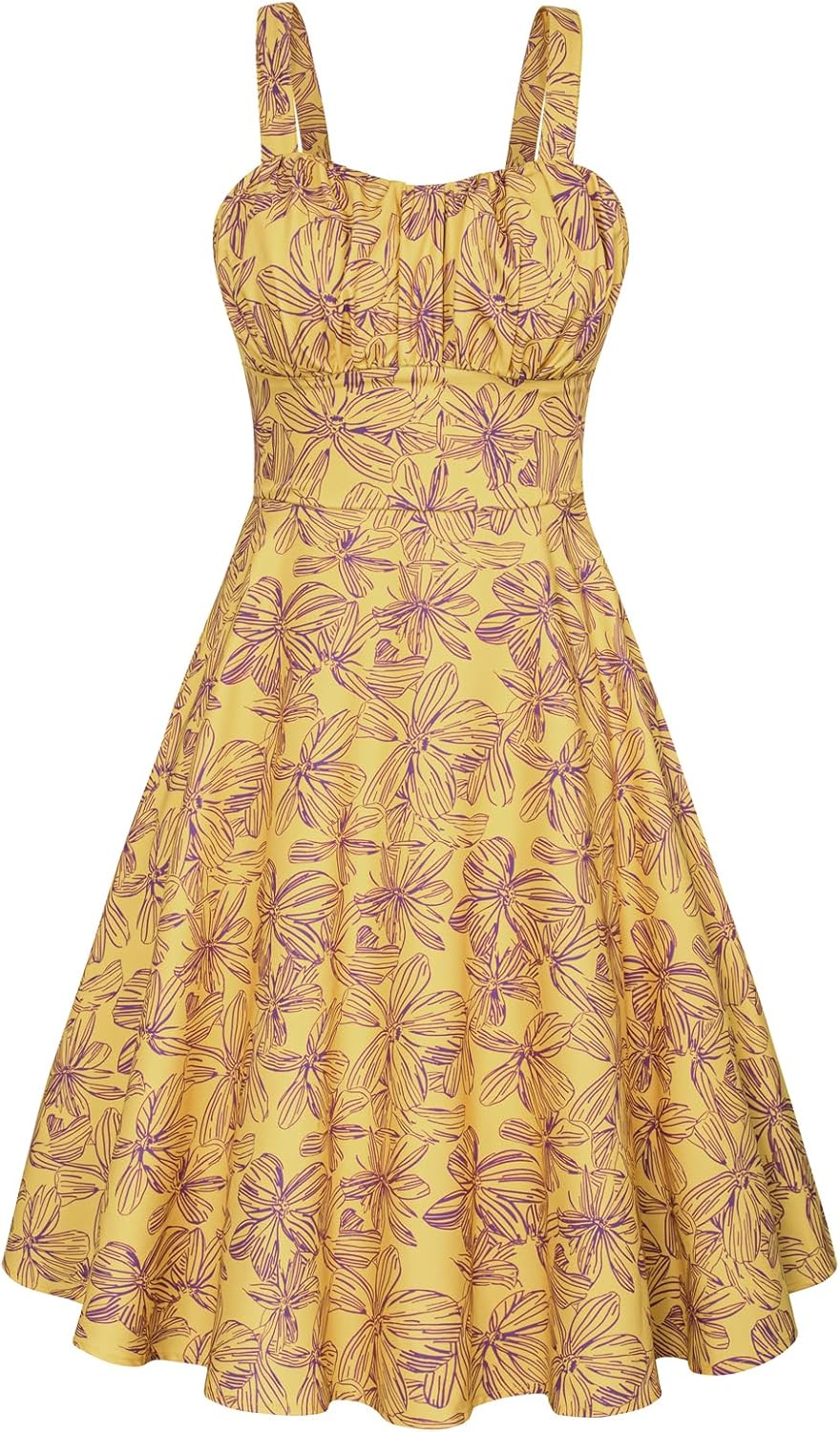 Belle Poque Women's Vintage Sleeveless Floral A-Line Midi Dress