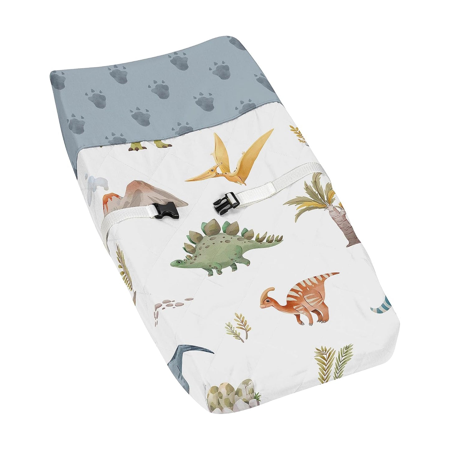 Watercolor Dinosaur Changing Pad Cover for Baby Boys - Modern Design