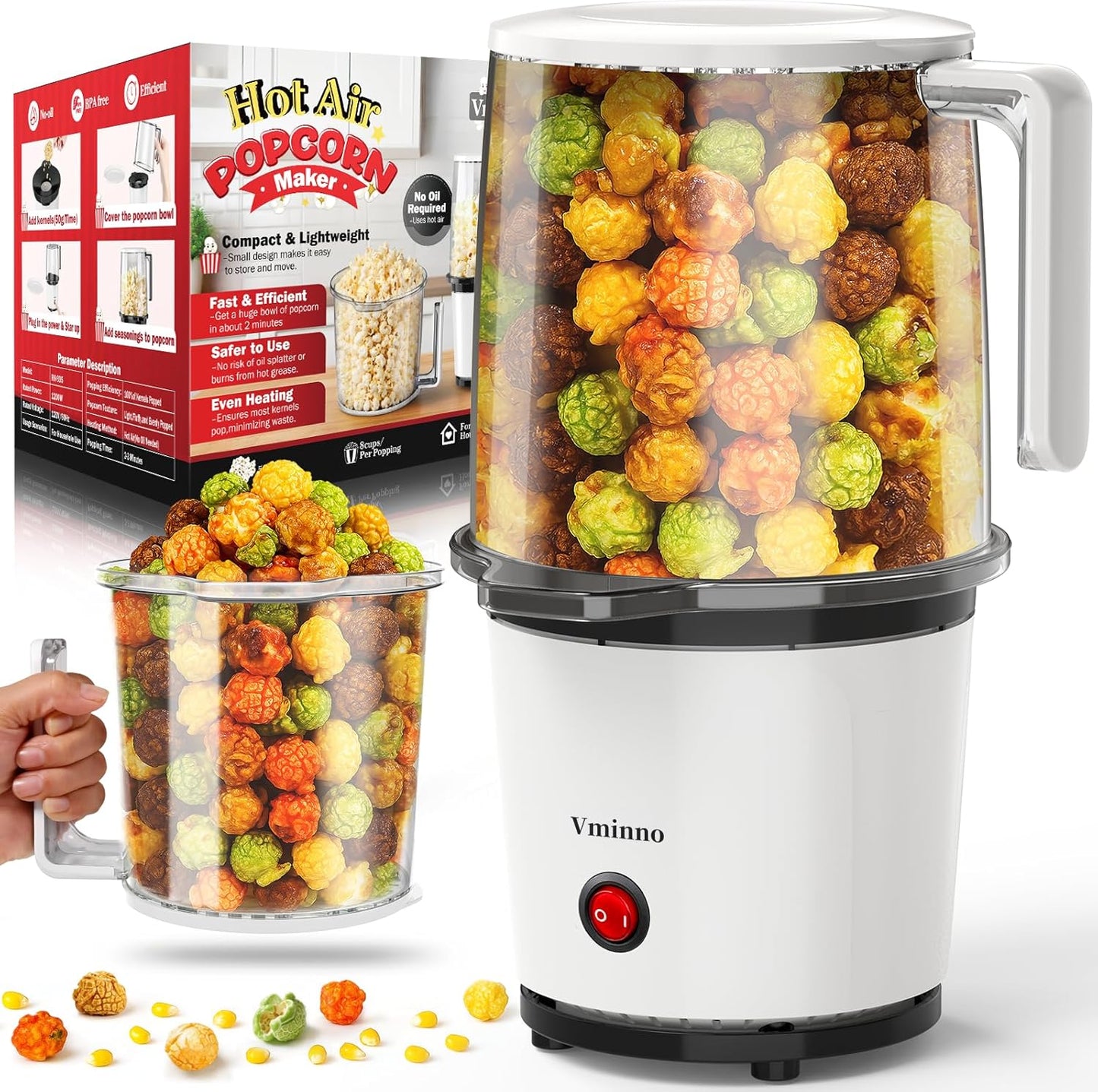 Fast & Easy Hot Air Popcorn Popper for Movie Nights and Parties