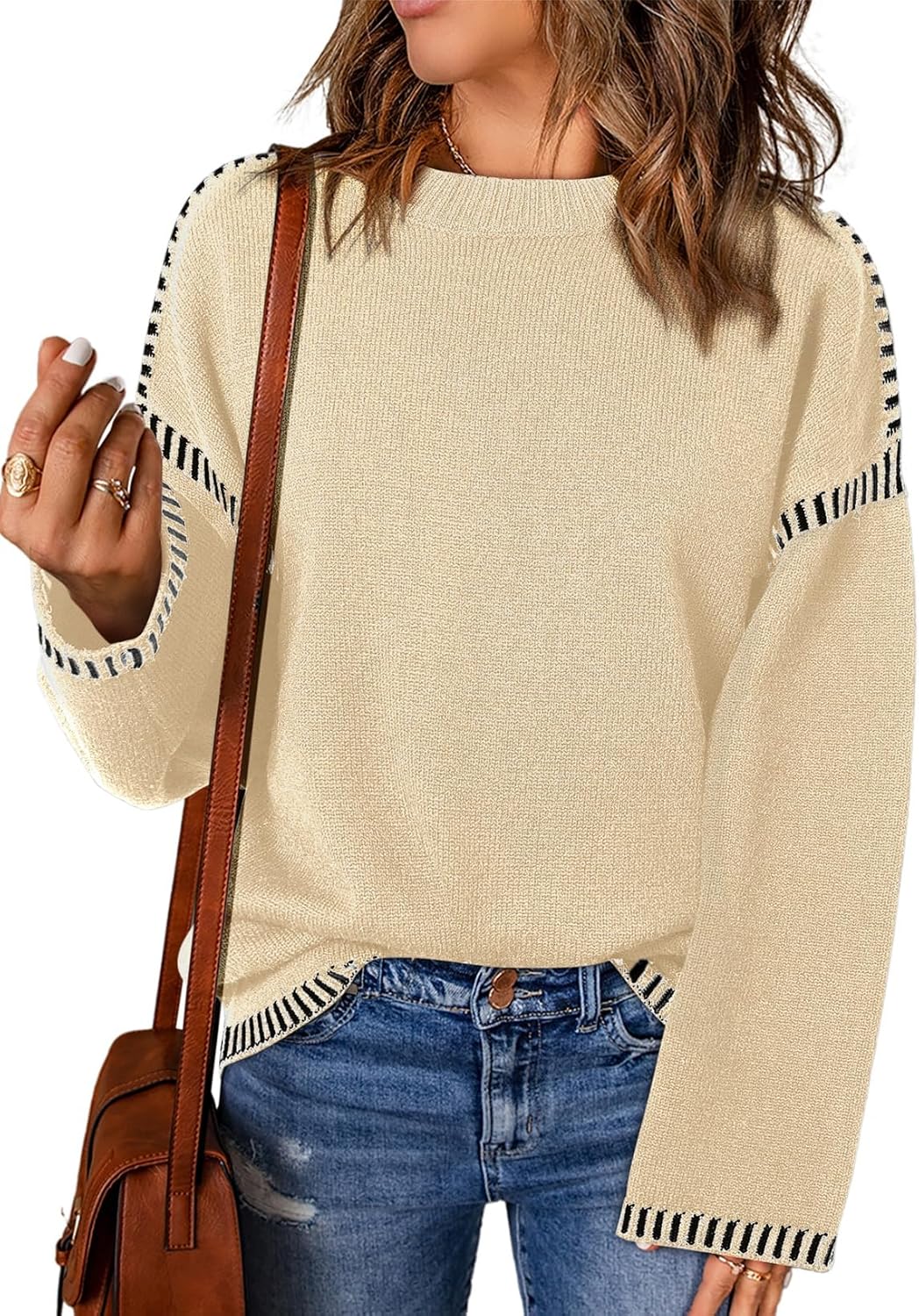 Dokotoo Fashion Solid Crewneck Loose Fit Pullover Sweater