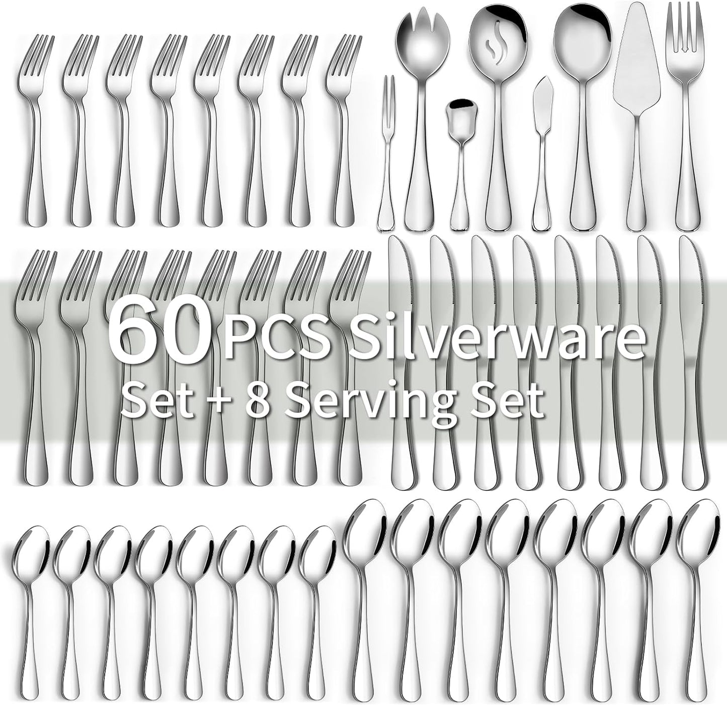 68 Pieces Silverware Set for 12 - CEKEE Stainless Steel Flatware