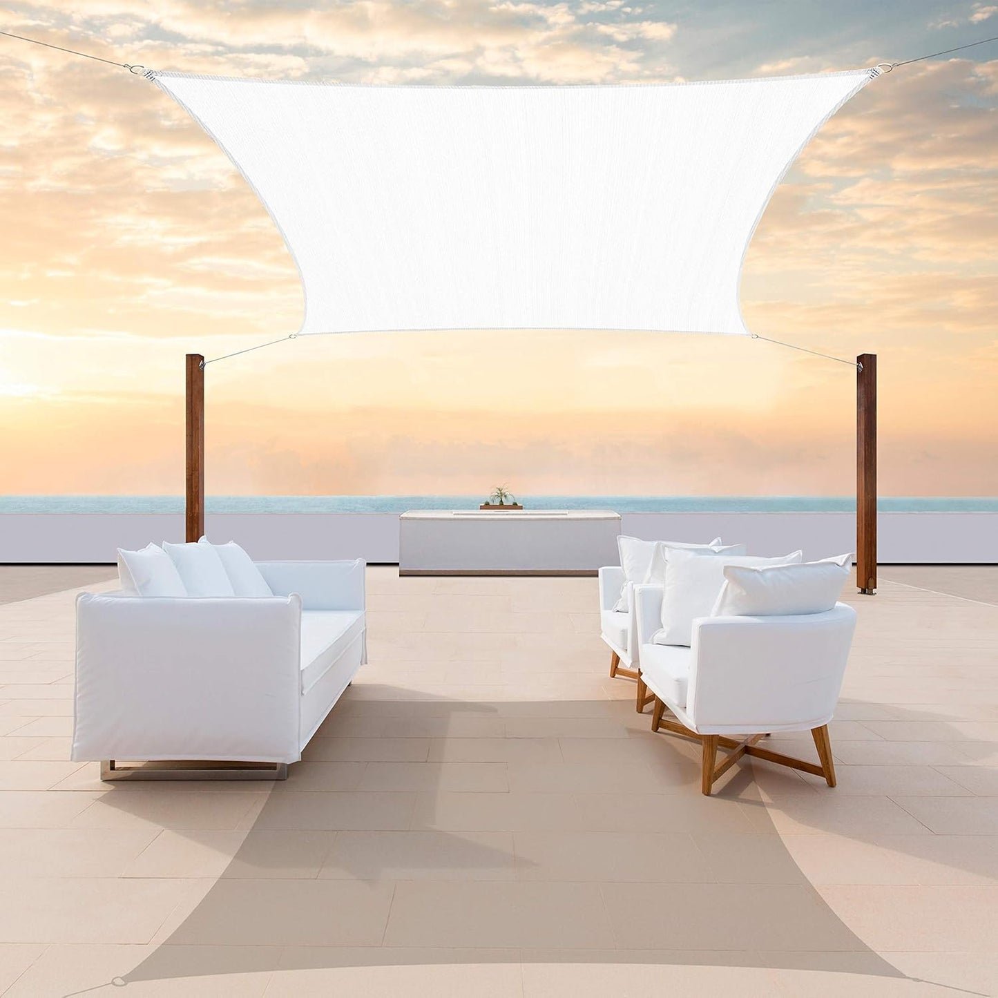 ColourTree Custom Size 15ft x 23ft White Sun Shade Sail Canopy