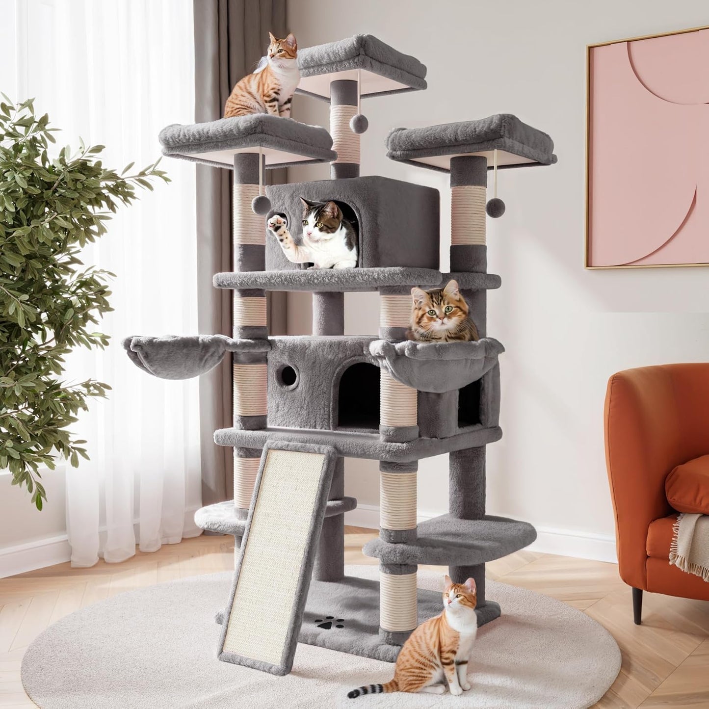 Multi-Level Large Cat Tree for Big Kitties with Cozy Perches