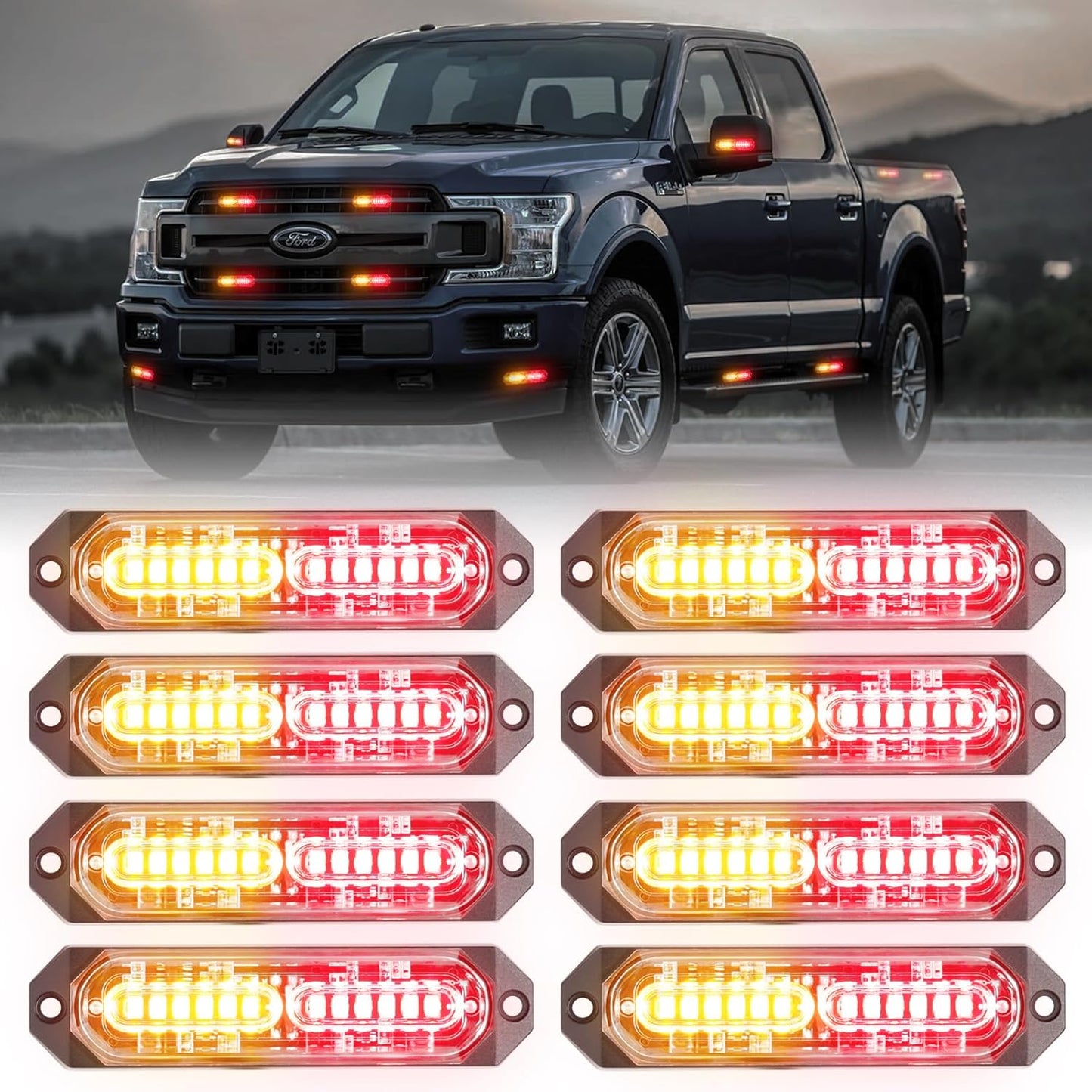 12 LED Sync Feature Emergency Strobe Grille Lights for Vehicles
