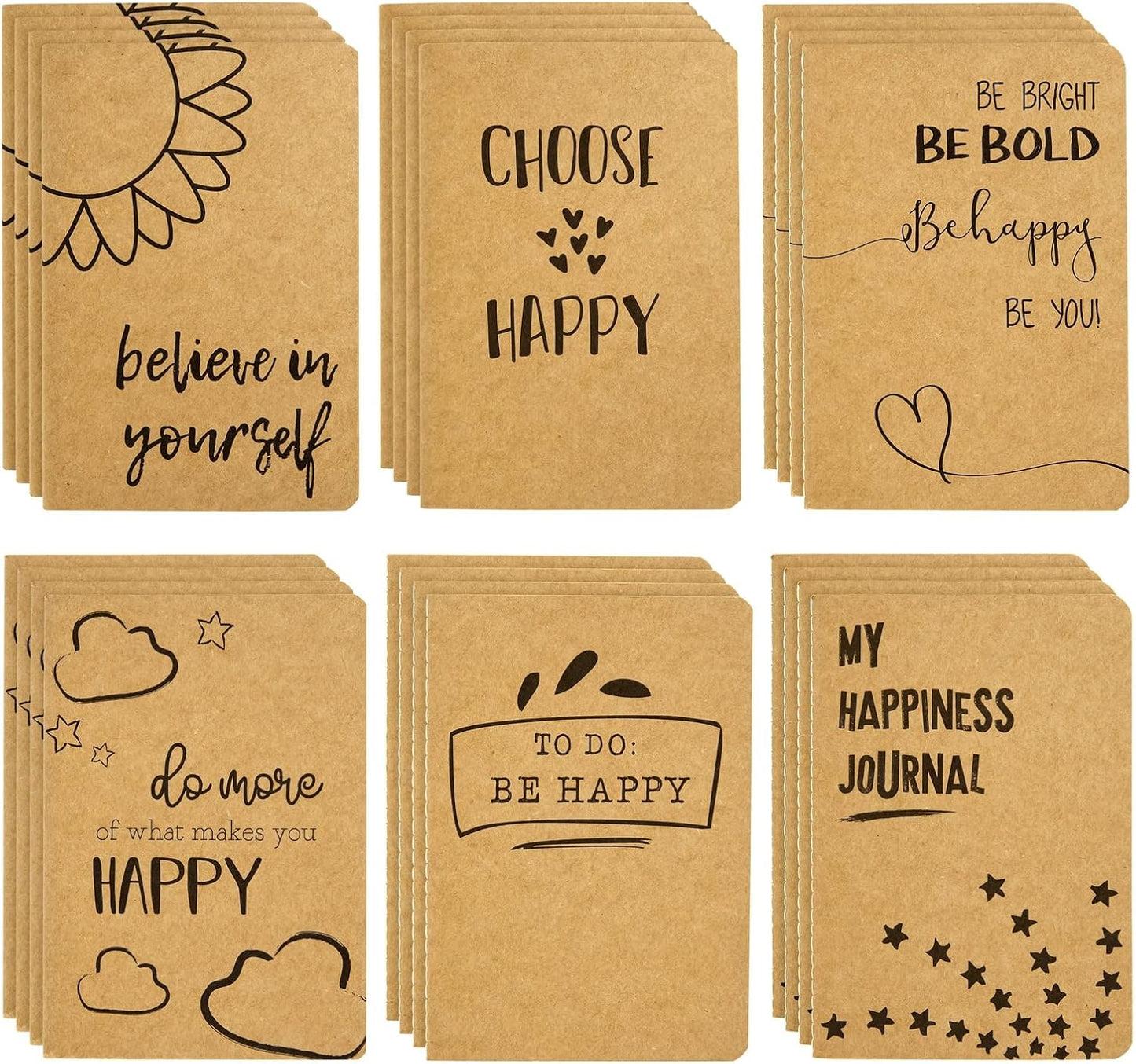 24 Happy Kids Journals - Kraft Paper School Supplies
