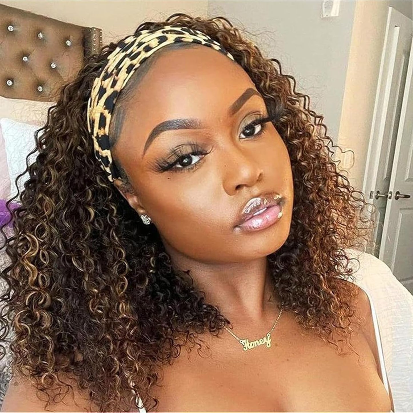 Headband Wig Human Hair Deep Wave 12Inch Glueless Design