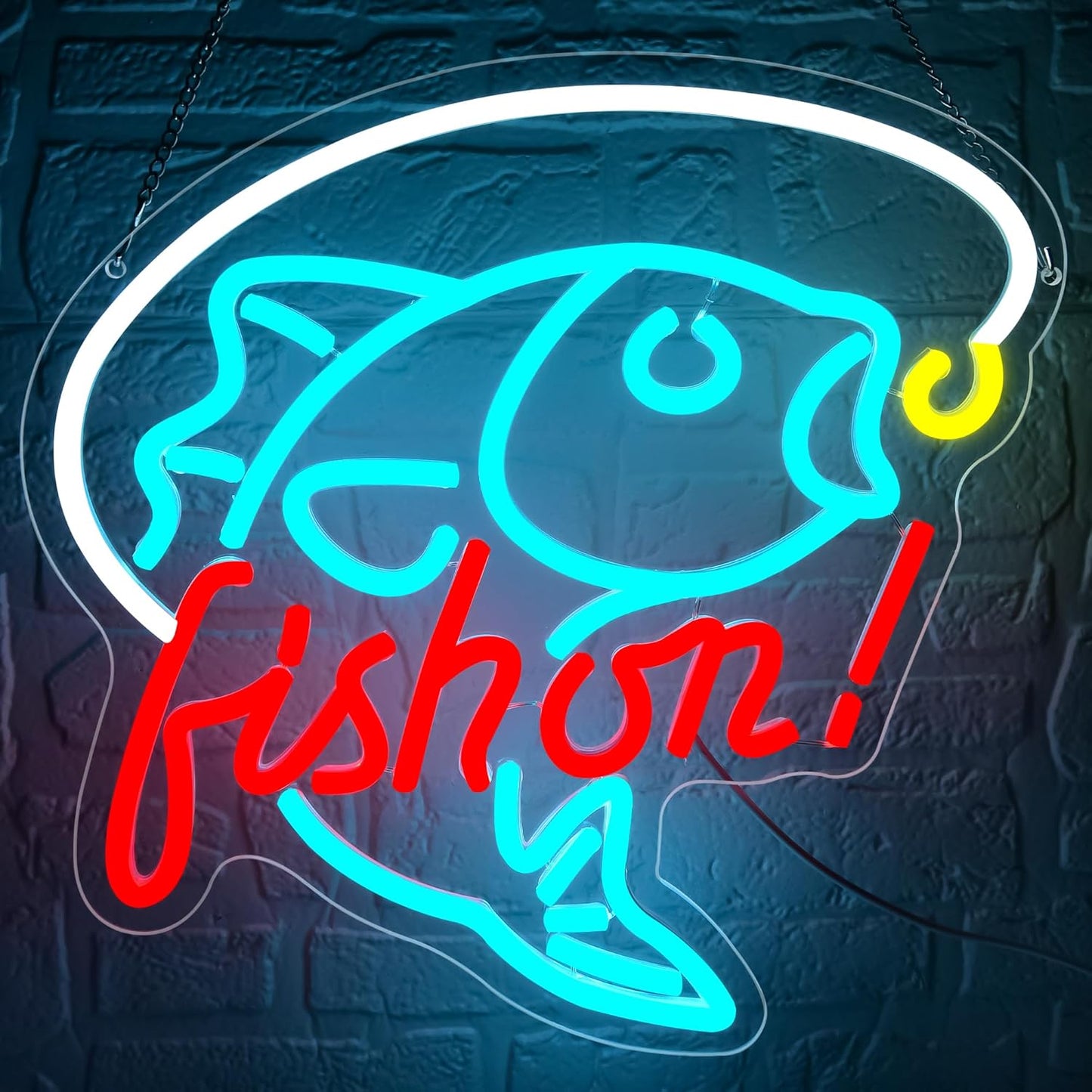 Fishing Neon Sign for Wall Decor - Dimmable LED Light Up Sign