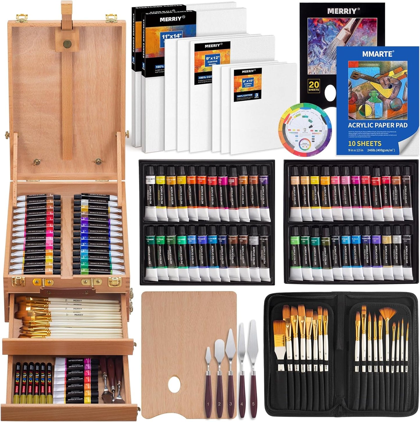 80-Piece Acrylic Paint Set with Easel and Premium Supplies