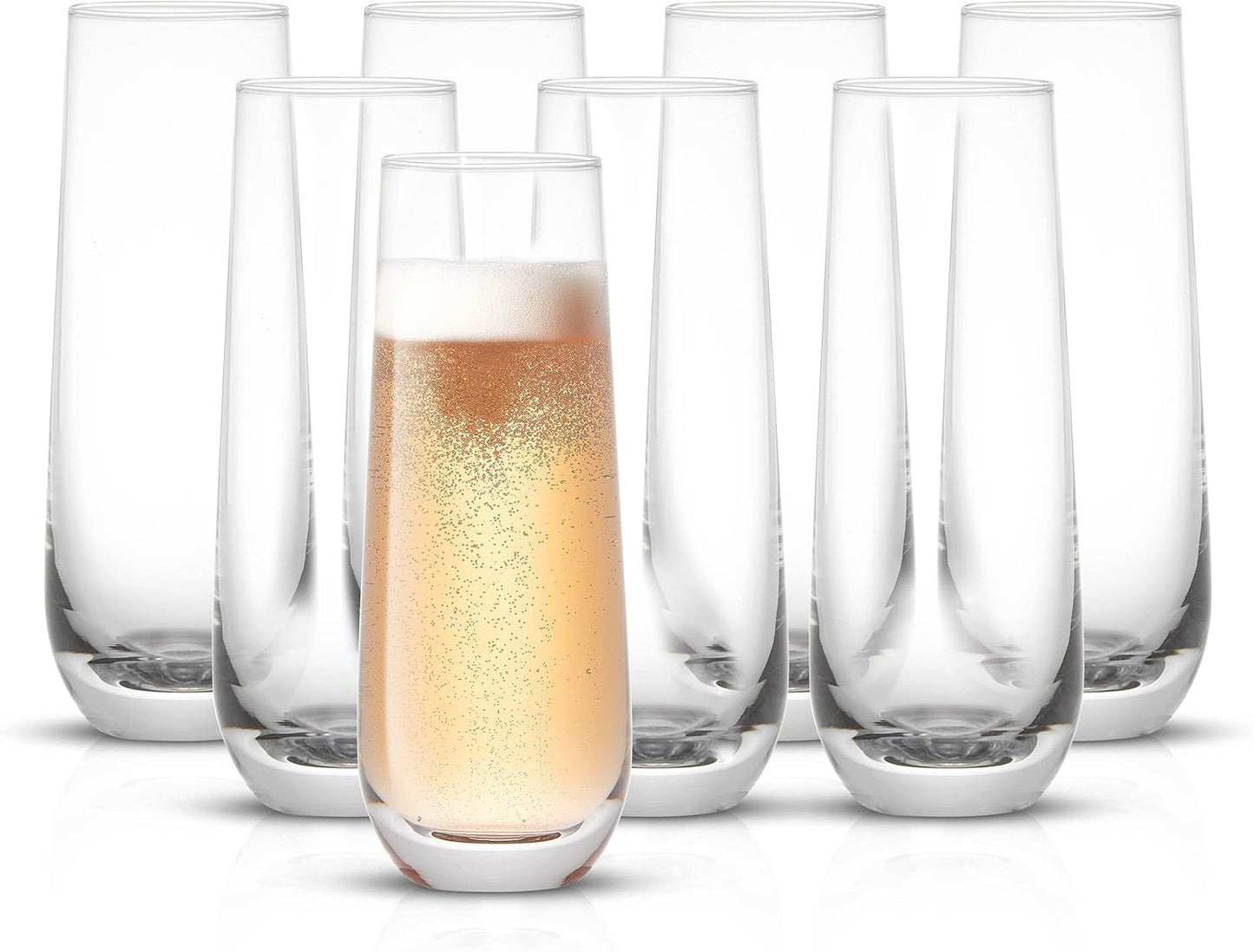 Set of 8 JoyJolt Crystal Champagne Flutes - Elegant and Versatile Glassware Set