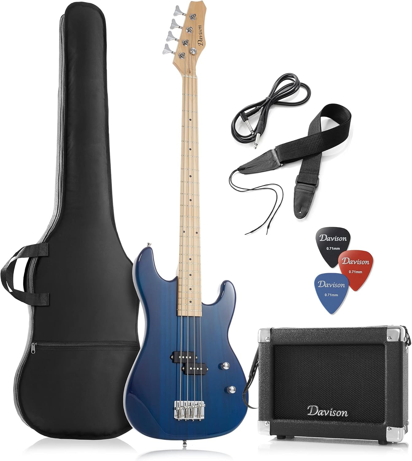 Davison Guitars Full Size Electric Bass Guitar Kit for Beginners