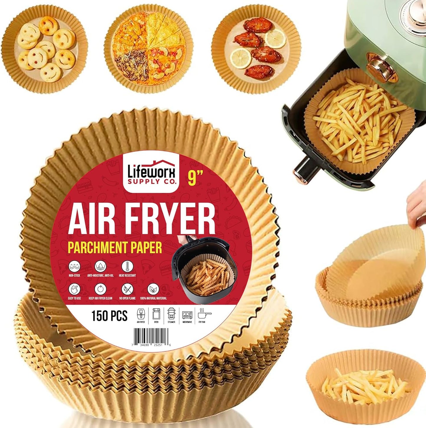 150 Non-Stick Air Fryer Liners - Easy Cleanup!