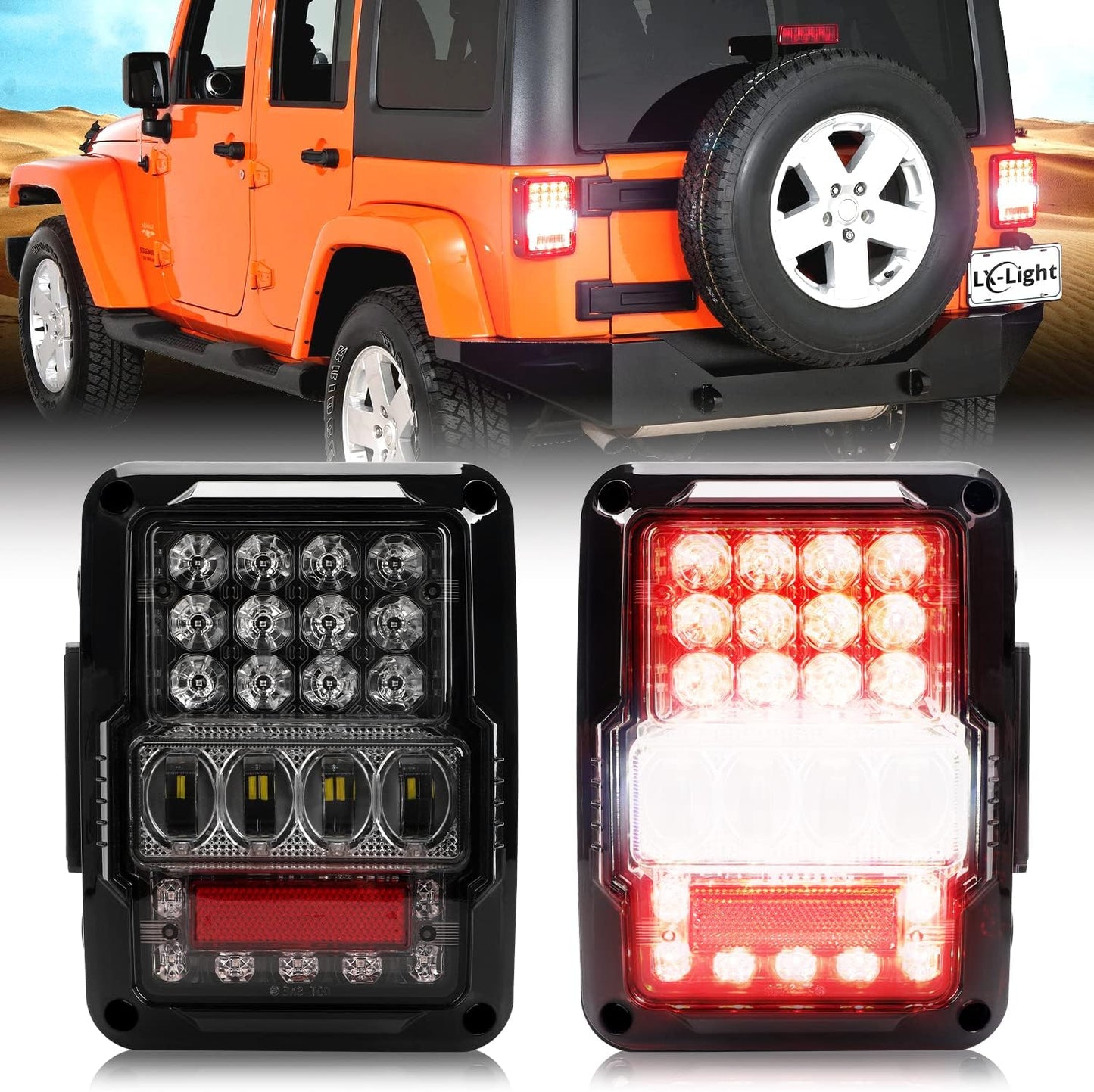 4D LED Tail Lights for 2007-2018 Jeep Wrangler JK JKU Models