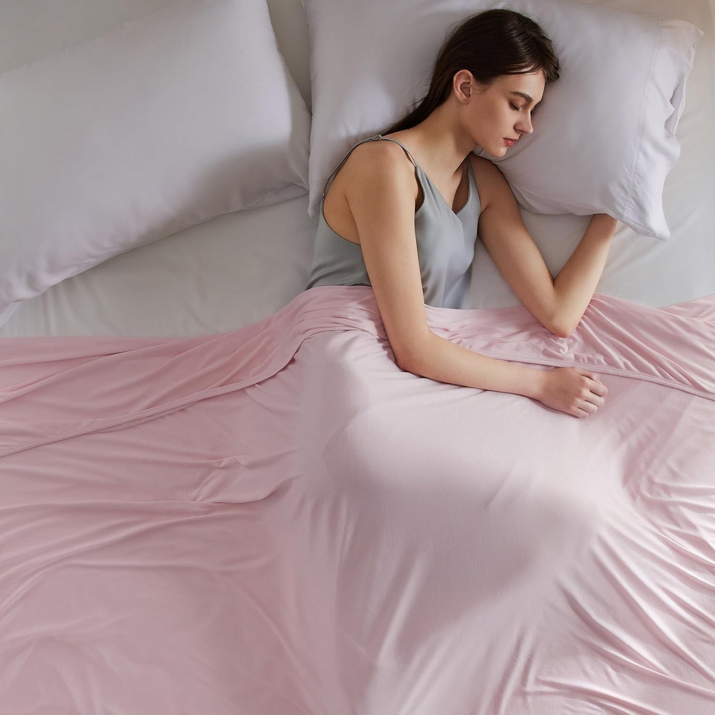 Bedsure Pink Cooling Blanket for Hot Sleepers - Queen Size