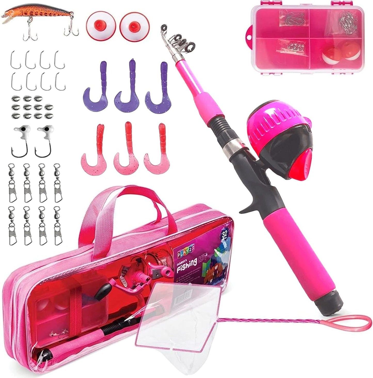 Play22 Kids Fishing Pole Set - Complete Youth Fishing Gear
