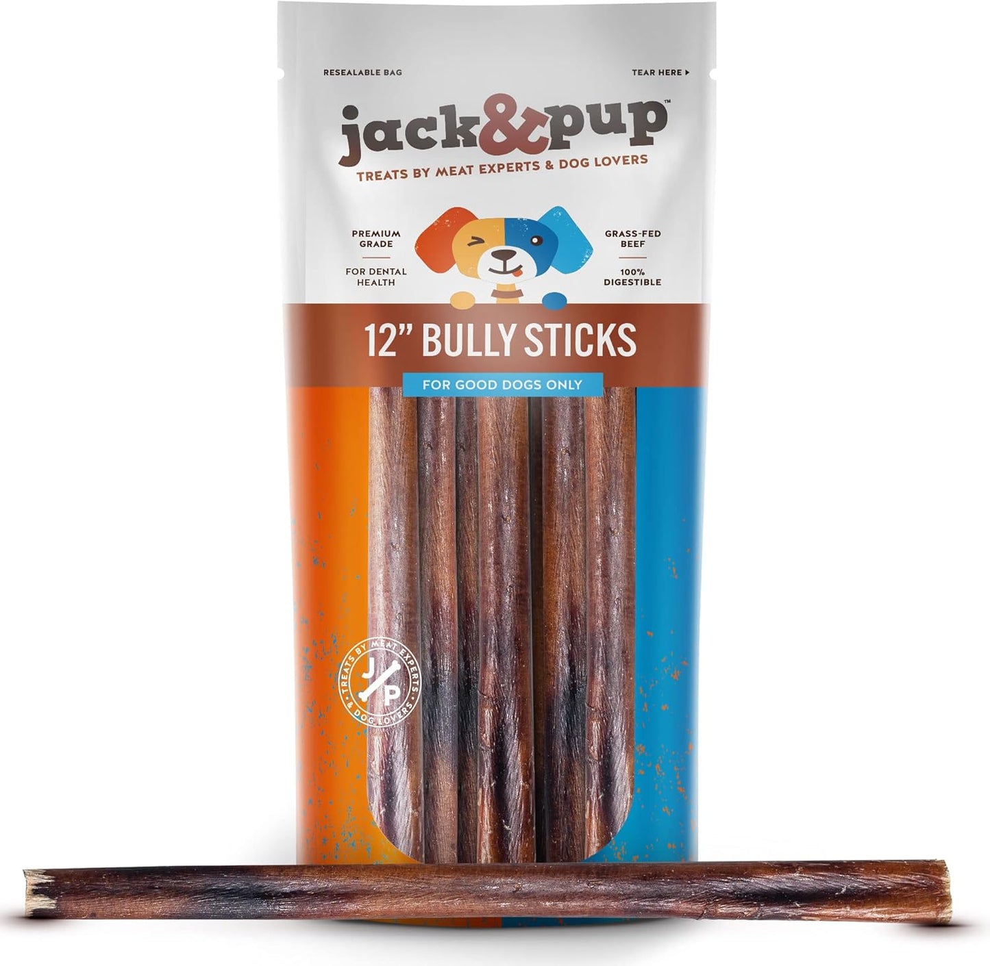 12 Inch Bully Sticks for Large Dogs - Thick Odor Free Treats
