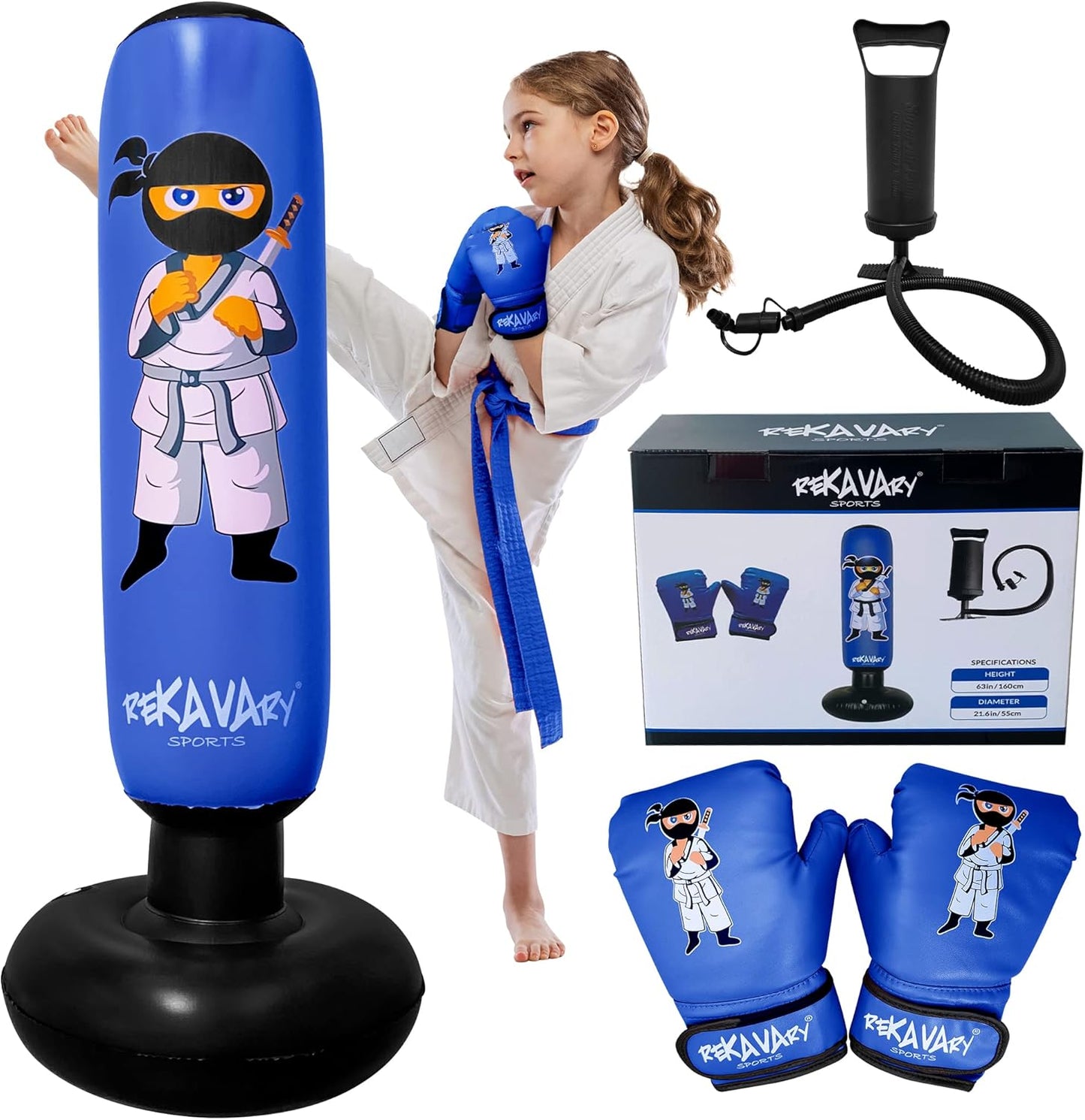 Ninja Kids Inflatable Punching Bag Set - Immediate Bounce Back!