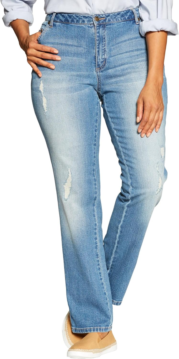 Plus Size Straight-Leg Stretch Denim Five-Pocket Jeans Review