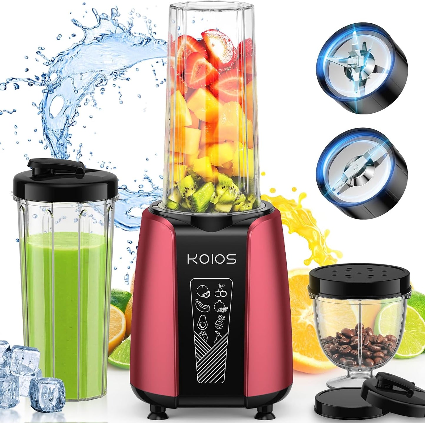 KOIOS 1000w Smoothie Blender: 12Pcs Combo - Portable & Non-BPA