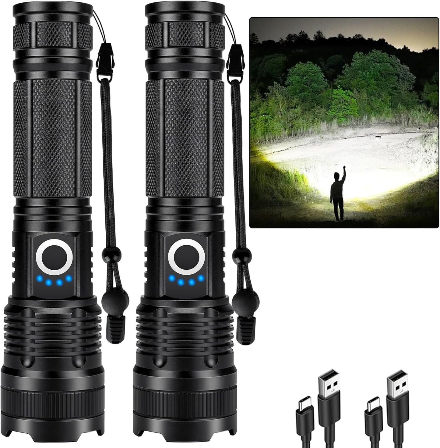 99,000 Lumen Flashlight - Rechargeable LED Light for Camping