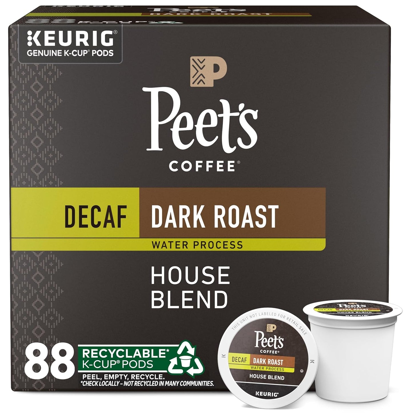 Peet's Decaf House Blend K-Cup Pods - 88 Count