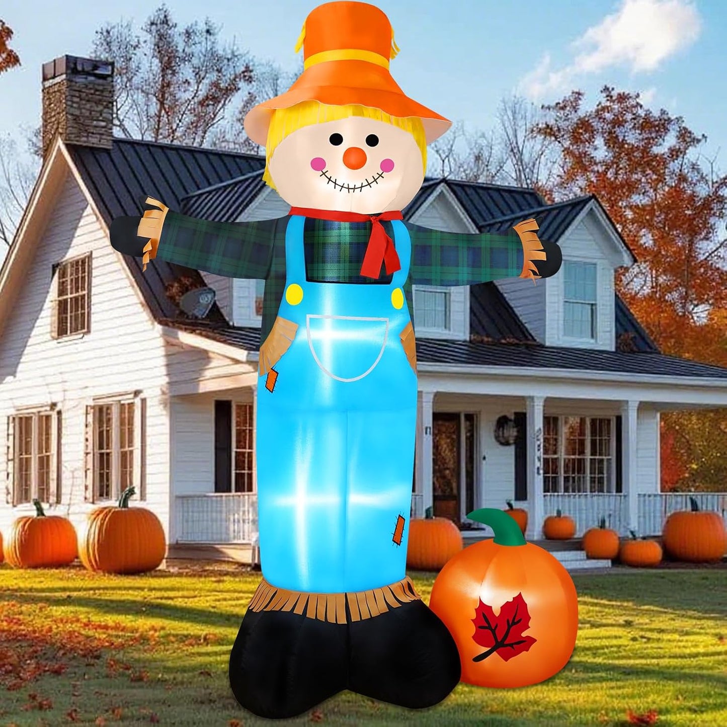 8FT Fall Inflatables Scarecrow Outdoor Decorations for Autumn
