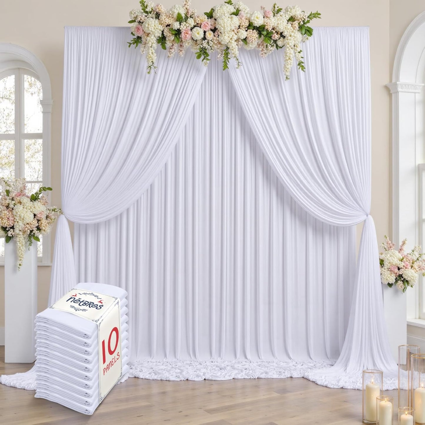 White Flowy Polyester Backdrop Set