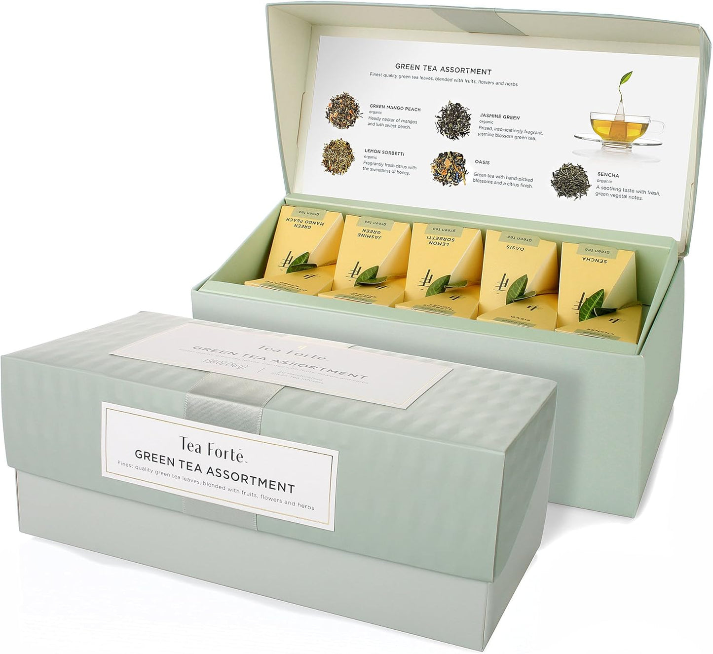 Tea Forte Assorted Green Tea Presentation Box Gift Set Sampler