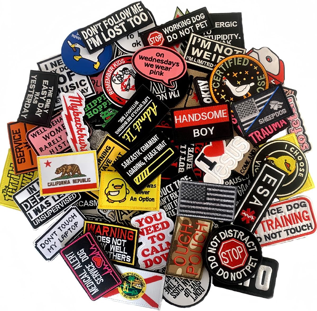 50 Pieces Tactical Morale Patch Bundle for Caps and Bags